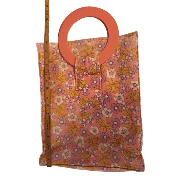 Vintage MOD Hippy Flower Power Tote Bag With Plastic Lining  Shopping Purse - Picture 3 of 7